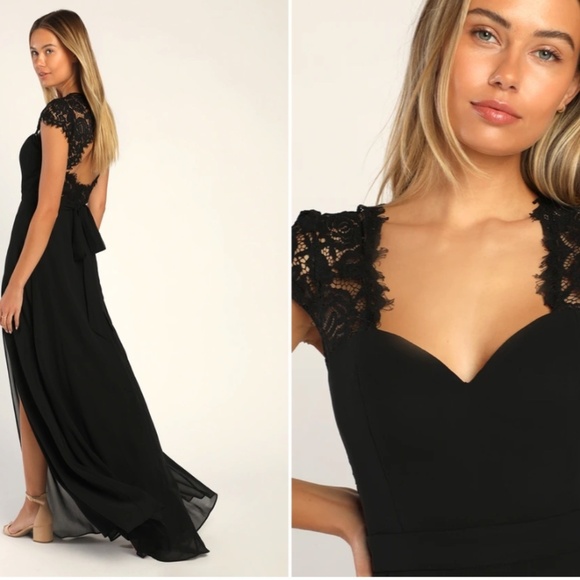 LULUS Elegant Prom Wedding Bridesmaid Romantic Flowy Chiffon Maxi Dress - Picture 6 of 6